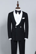 New Black And White Slim Fit Bespoke Wedding Suit For Grooms