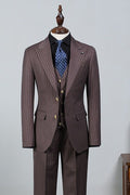 Gentle Chocolate 3 Pieces Pinstriped Men's Business Suits