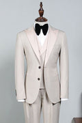 Stylish Off White Peaked Lapel 3 Pieces Prom Suit For Men