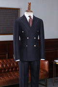Gentle Dark Navy Double Breasted Men's Business Suits