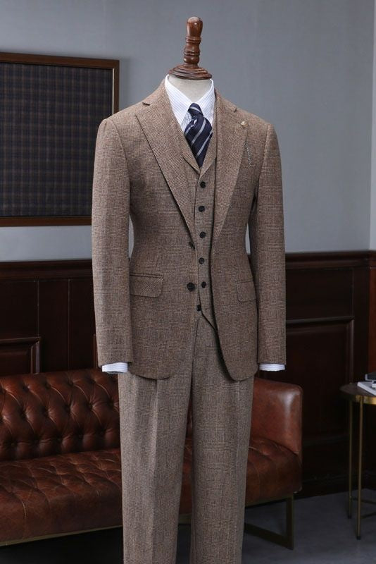 Stylish Coffee 3 Pieces Slim Fit Tailored Formal Menswear