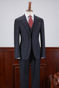 Regular Black 3 Pieces Notched Lapel Slim Fit Tailored Business Suit For Men