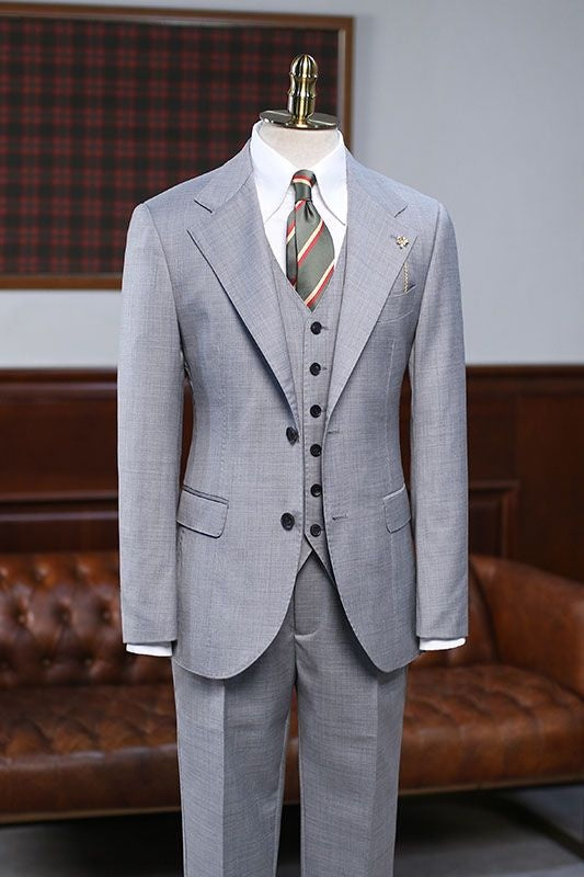 Formal Gray 3 Pieces Notched Lapel Best Fitted Business Suit