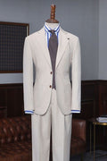 New Light Khaki 2 Pieces Notched Lapel Custom Suit For Business