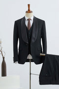 Trendy Black 3 Pieces Velvet Shawl Lapel Wedding Men Suits