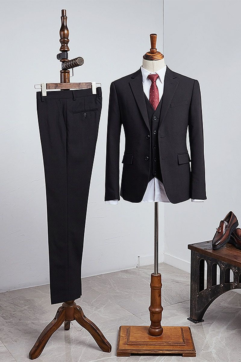 Honorable Black 3 Pieces Close Fitting Men's Suits For Business