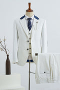 Fancy White 3 Pieces Notched Lapel Best Fitted Prom Suits