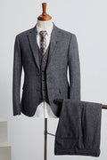 Trendy Gray 3 Pieces Notched Lapel Close Fitting Business Suits