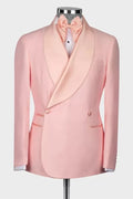 Beautiful Pink Shawl Lapel Double Breasted Wedding Suits