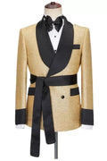 Chic Gold Shawl Lapel Close Fitting Wedding Suits
