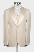 Fashion Champagne Notched Lapel Three Pieces Prom Suits