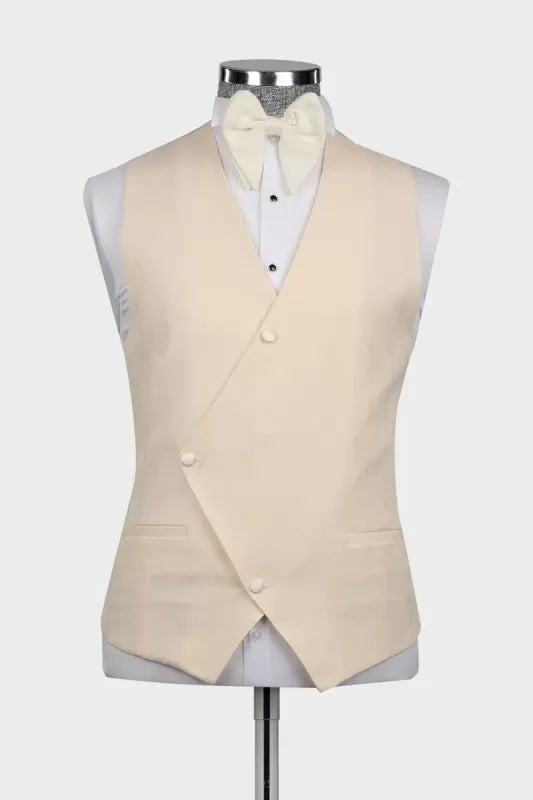Fashion Champagne Notched Lapel Three Pieces Prom Suits