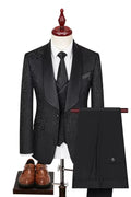 Stylish Black Jacquard 3 Pieces Shawl Lapel Wedding Suits