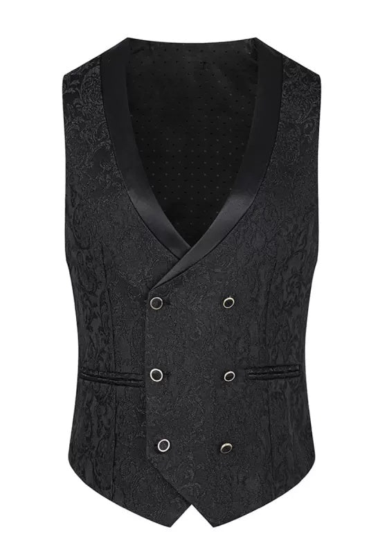 Stylish Black Jacquard 3 Pieces Shawl Lapel Wedding Suits