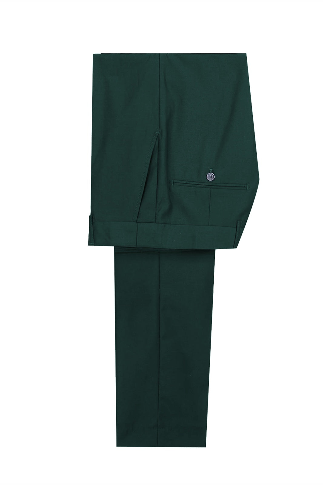 Bespoke Dark Green Double Breasted Peaked Lapel Men Suits