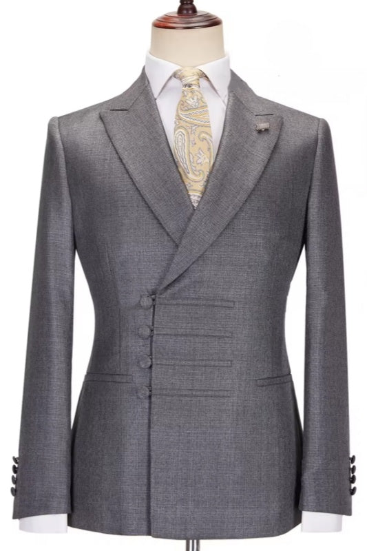 Classical Gray Peaked Lapel Bespoke Business Suits