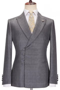 Classical Gray Peaked Lapel Bespoke Business Suits