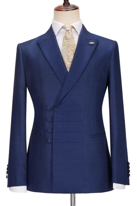 Mild Royal Blue Peaked Lapel Bespoke Business Suits