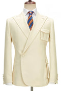 Generous Off-white Peaked Lapel Close Fitting Prom Suits