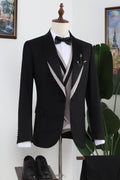 Bespoke Black Shawl Lapel Three Pieces Prom Men Suits