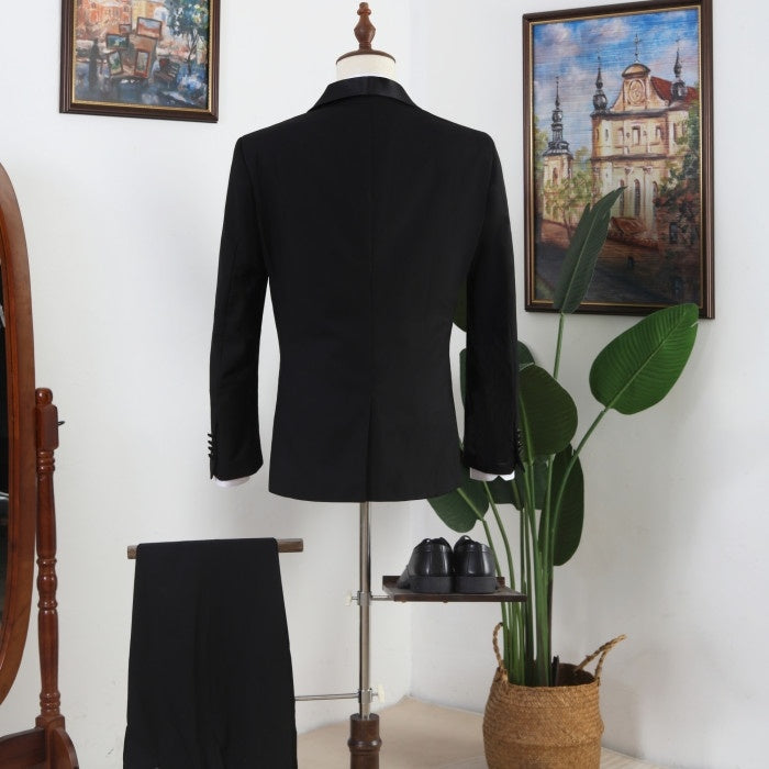 Bespoke Black Shawl Lapel Three Pieces Prom Men Suits