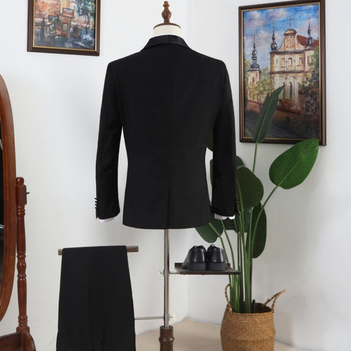 Bespoke Black Shawl Lapel Three Pieces Prom Men Suits