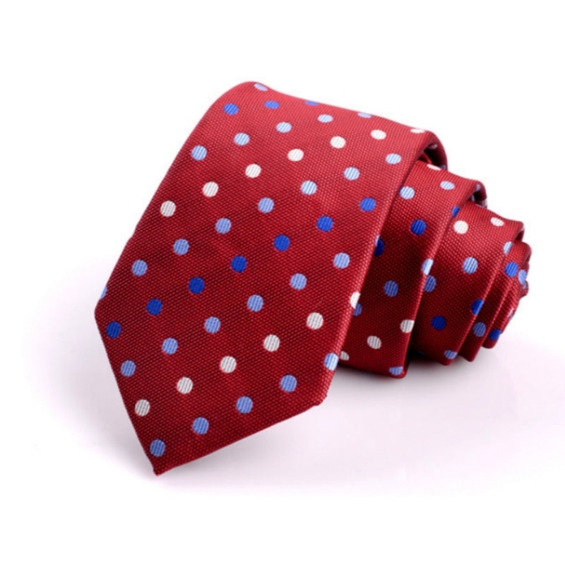 Classic Men's Dress Tie With Red Dots Pattern