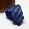 Business Dress Tie with Dark Dotted Navy and Glossy Blue Diagonal Stripe