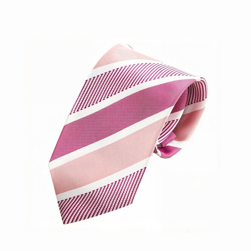 Gradient Fuchsia Pink & White Stripe Men's Business Dress Tie