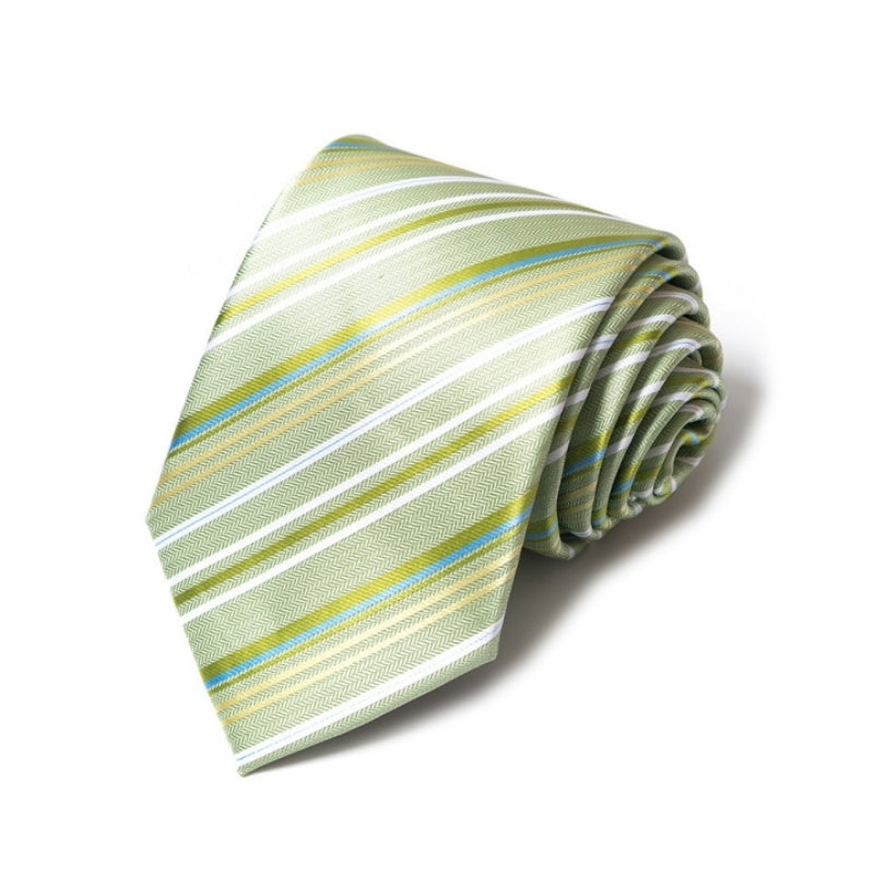 Fresh Sage Green White Blue Stripe Formal Dress Tie for Men