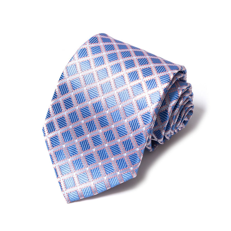 Blue Red Plaid Check Formal Business Tie For Men