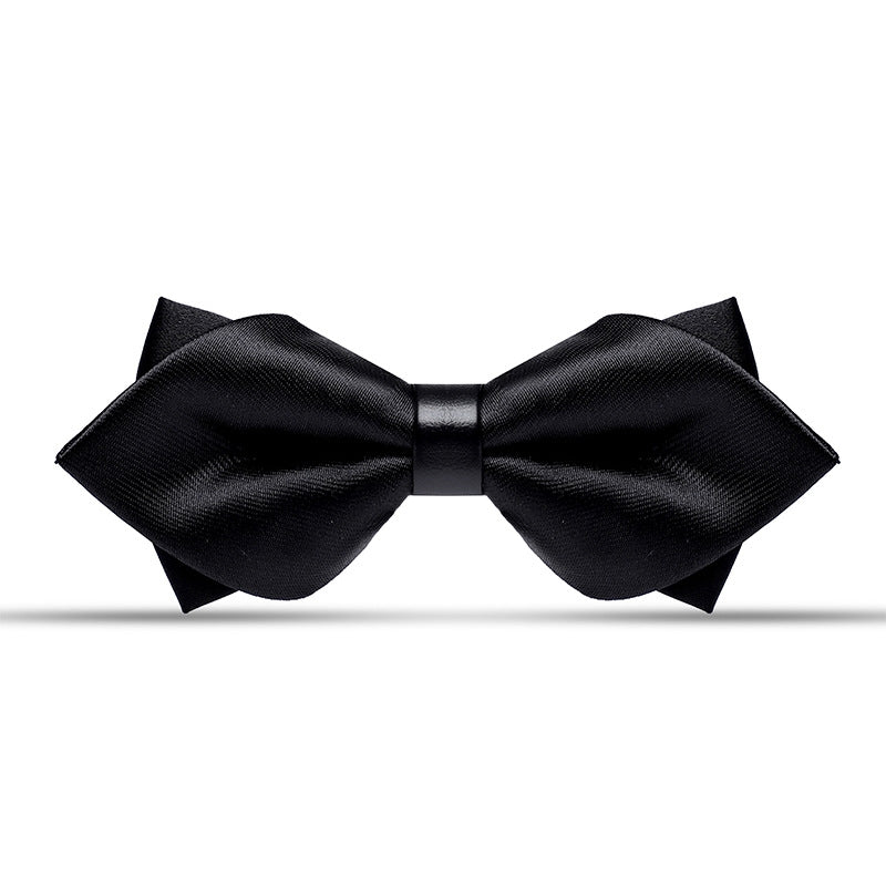 Solid Black Shiny Satin Men's Wedding & Dinner Bowtie