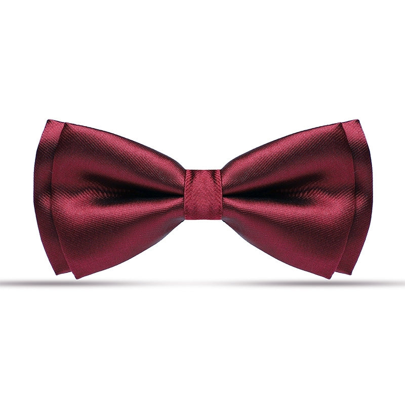 Glossy Burgundy Double Layer Men's Tuxedo Bowtie