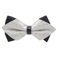White Geometric Jacquard Black Back Formal Men's Bowtie