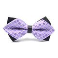 Lavender Square Grid Two-Tone Pointed Bowtie