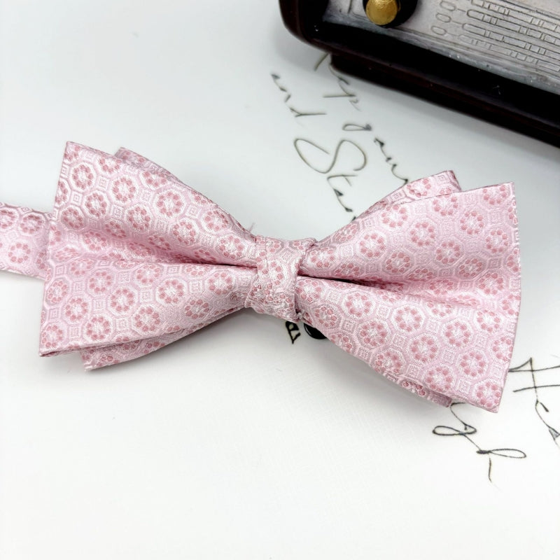 Vintage Pink Jacquard Bowtie For Men
