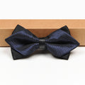 Navy Blue Fine Striped Two-Tone Pointed Bowtie