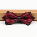 Red Black Houndstooth Two-Tone Pointed Bowtie