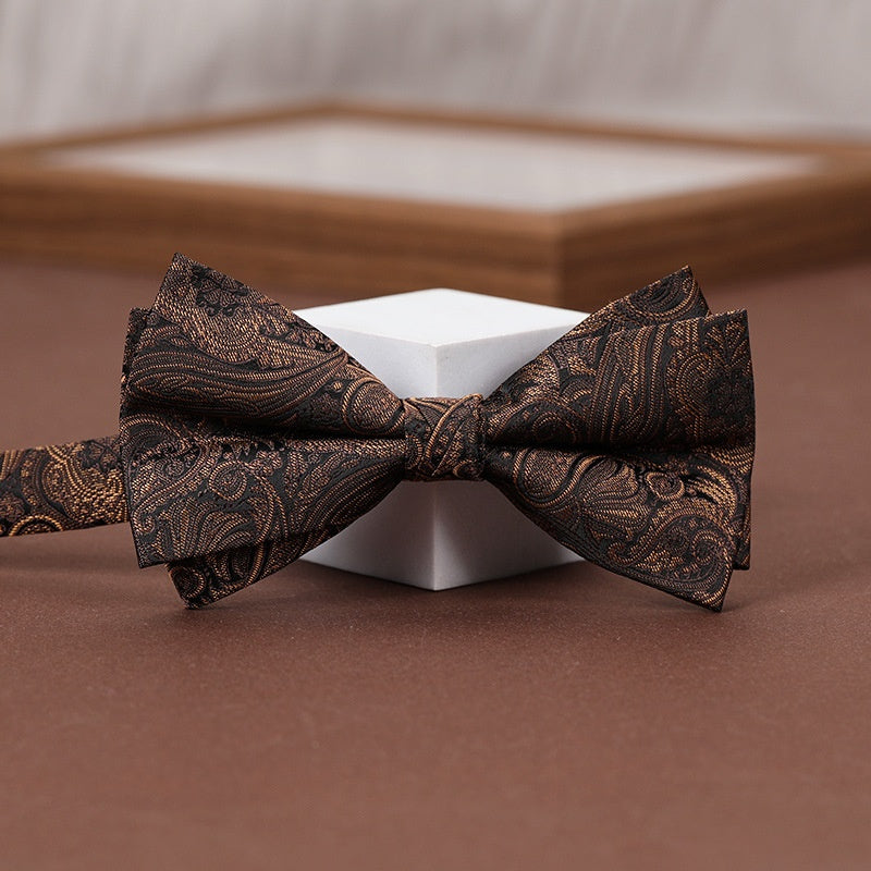 Gold Bronze Jacquard Wedding Tuxedo Bowtie