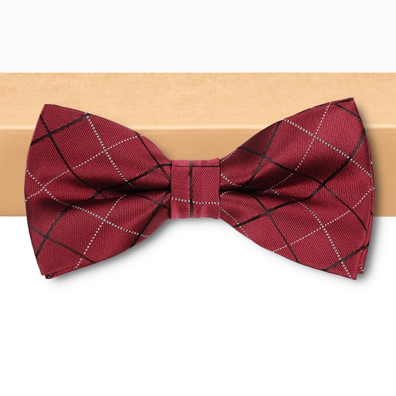Burgundy Plaid Formal Bowtie For Men