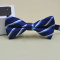 Navy Sky Blue White Diagonal Striped Business Bowtie