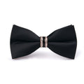 Solid Black Twill Rhinestone Decor Formal Bowtie