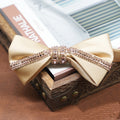 Champagne Satin Rose Gold Rhinestone Inlaid Luxury Bowtie
