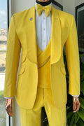Charming Yellow 3 Pieces Shawl Lapel Men's Prom Suits