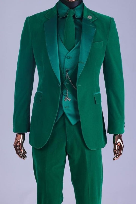 Charming Green Notched Lapel 3 Pieces Prom Men Suits