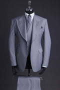 Classic Gray 3 Pieces Peaked Lapel Business Men Suits