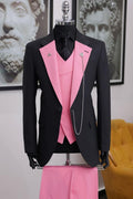 Chic Black 3 Pieces Notched Lapel Close Fitting Prom Suits