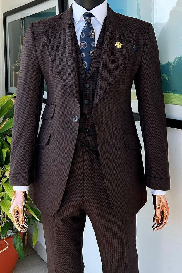 Classic Chocolate 3 Pieces Best Fitted Business Men Suits